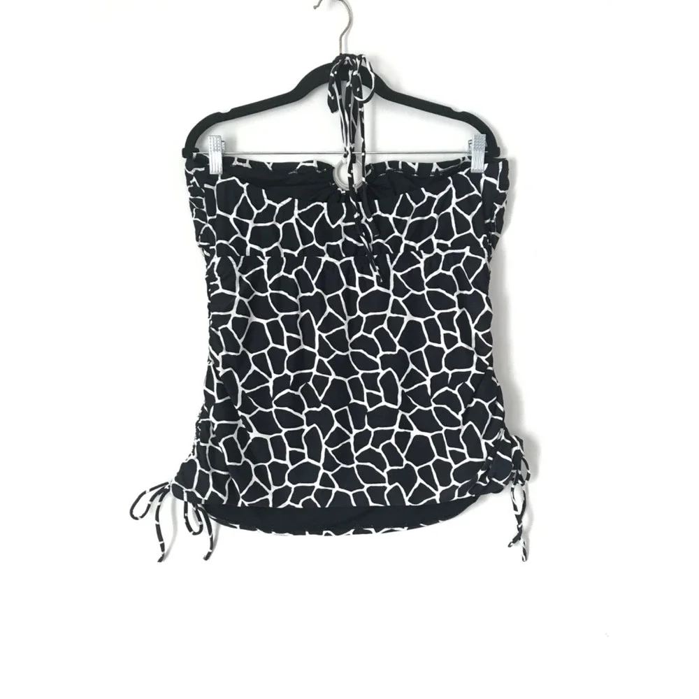 Michael Kors Animal Print Halter Tankini Swim Top Silver Tone Hardware Size 18W